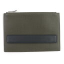 美品□BOTTEGAVENETA ボッテガヴェネタ レザー イントレチャート ロゴ入り クラッチバッグ ポーチ カーキ 箱・保存袋付き イタリア製 メンズ【中古...