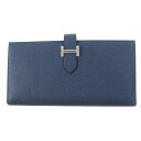 未使用品◎HERMES エルメス ベアンスフレ ヴェルソ ブルードプリュス/ヴェールフィズ シルバー金具 ヴォーエプソン 長財布 W刻印 箱付き イタリア製 正...