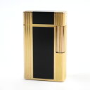 外装極美品○Dupont デュポン ライン1 ロング 都彰 ラッカー スクエアフォルム ローラー式 喫煙グッズ ガスライター ブラック ゴールド フランス製 メ...