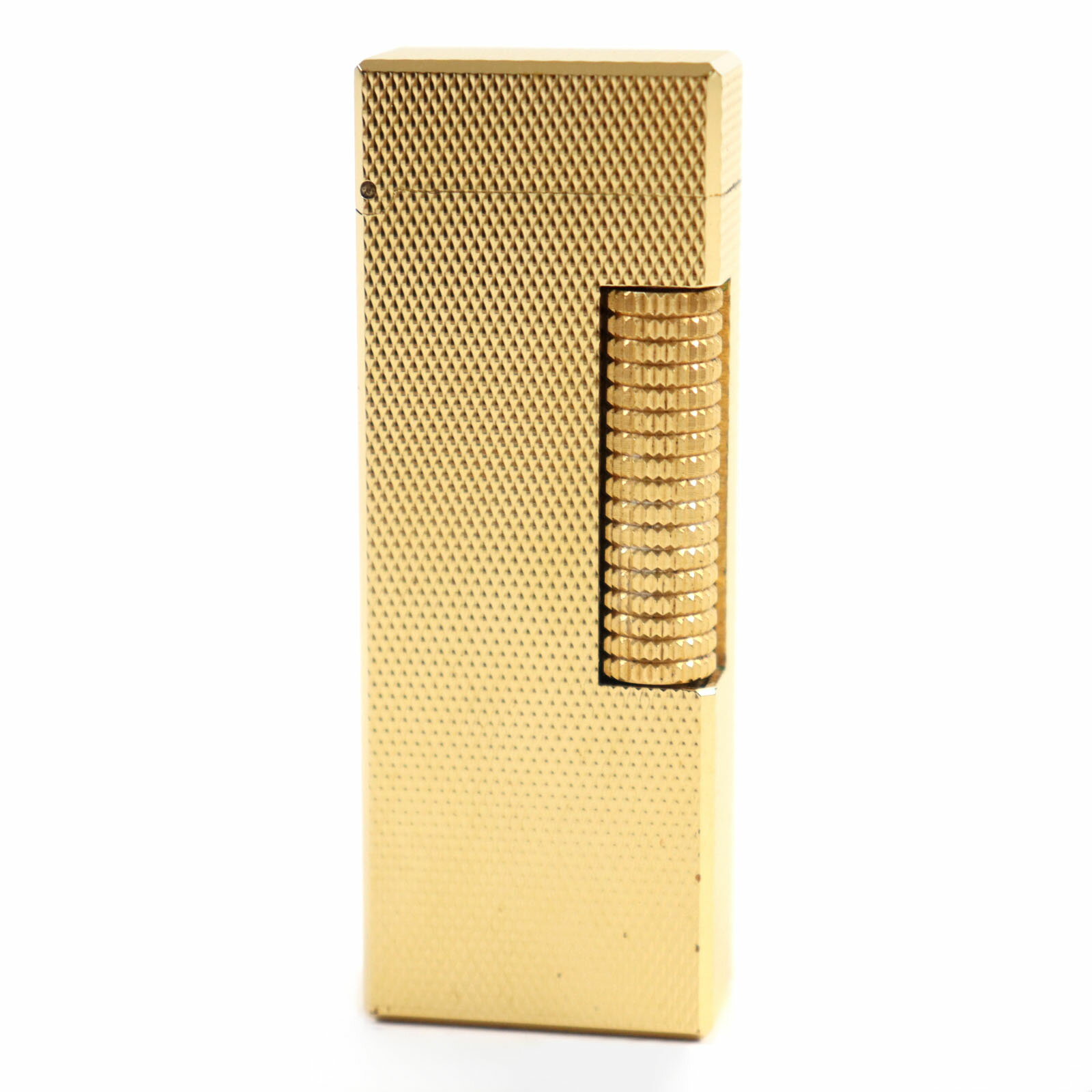 外装美品○Dunhill ダンヒル ダイヤモンド柄 スクエアフォルム ローラー式 喫煙グッズ ガスライター ゴールド スイス製 メンズ レディース 着火不可【中...
