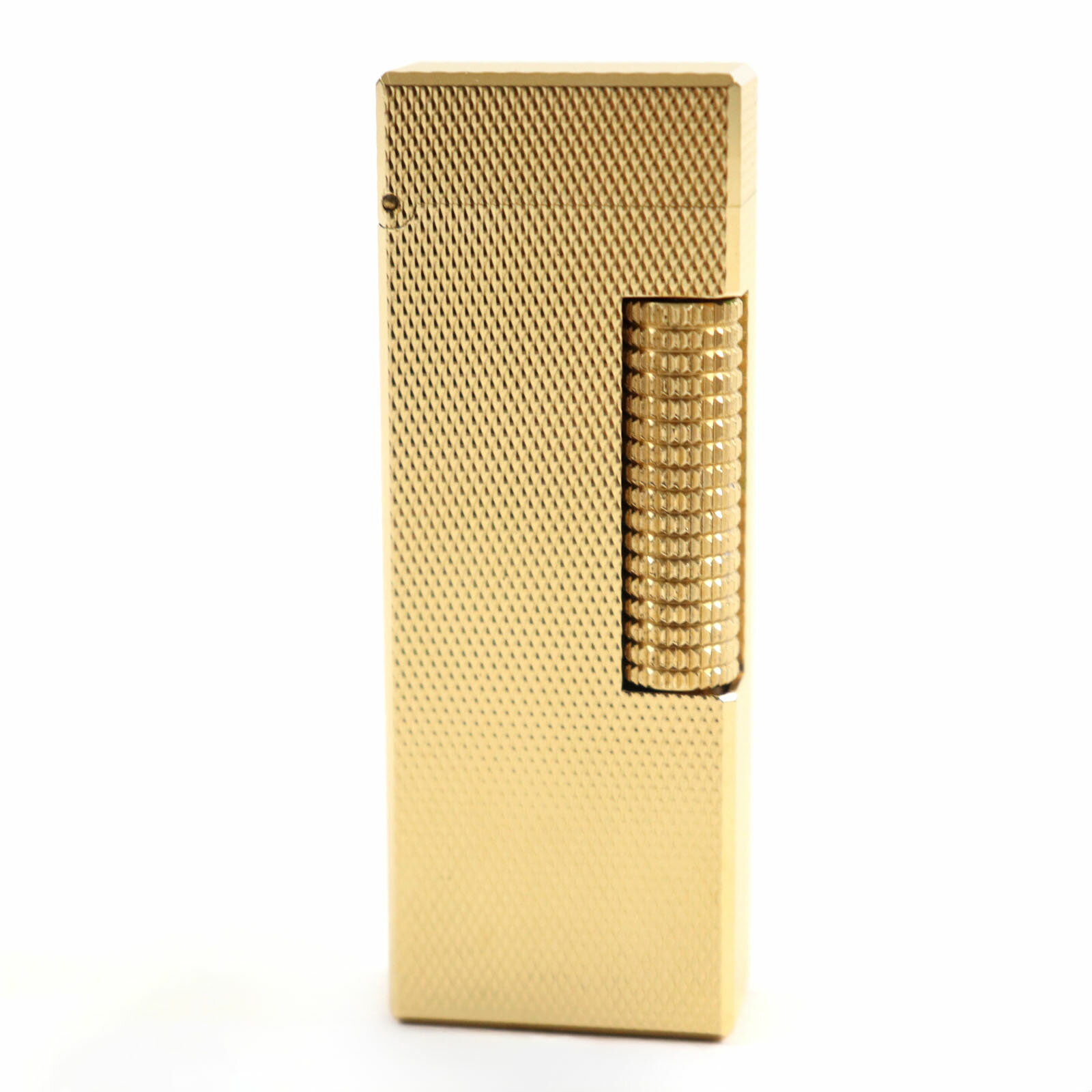 外装美品○Dunhill ダンヒル ダイヤモンド柄 スクエアフォルム ローラー式 喫煙グッズ ガスライター ゴールド ケース付き スイス製 メンズ レディース ...