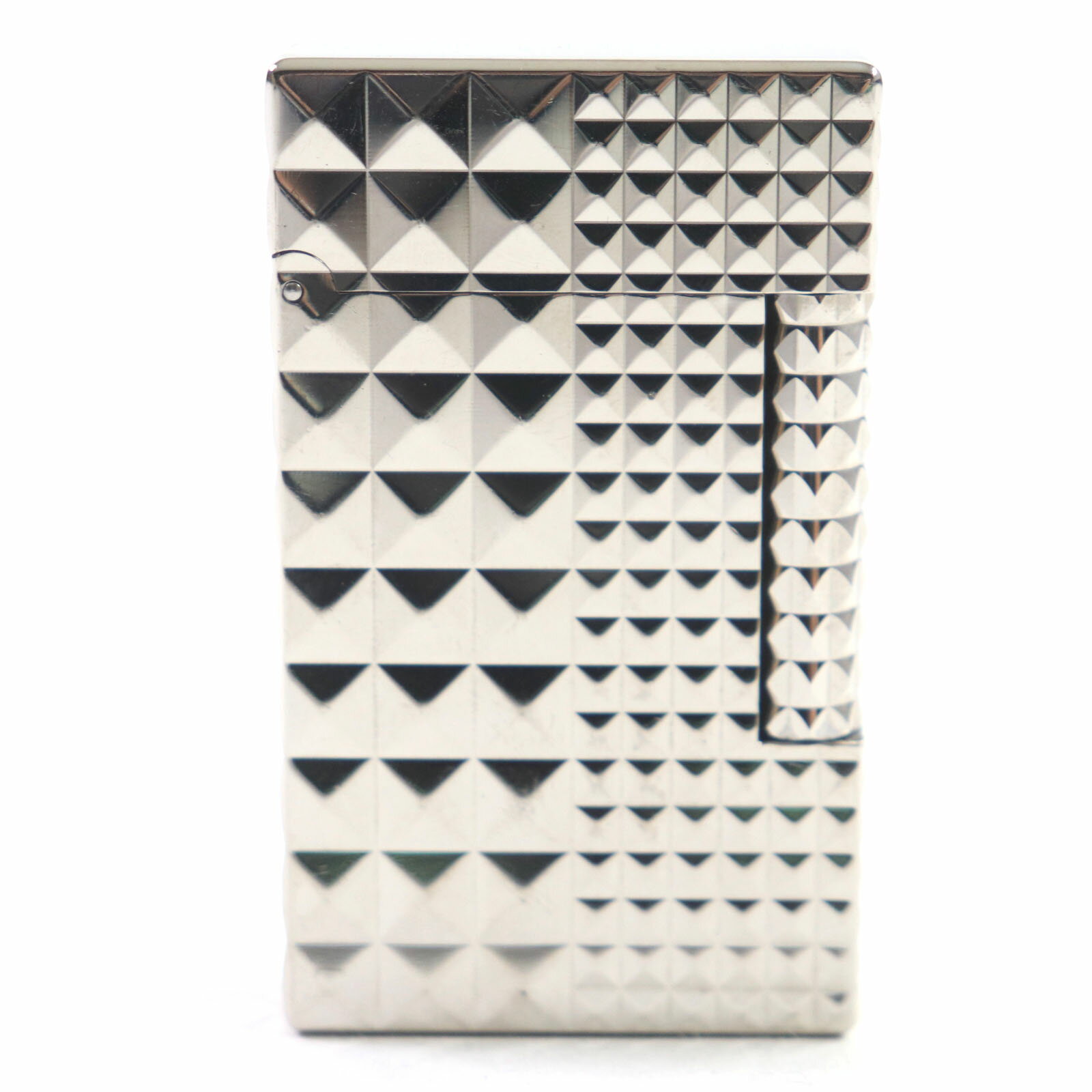 美品▼Dupont デュポン ライン2 スクエア ダイヤモンドヘッド ローラー式 ガスライター シルバー フランス製 メンズ 着火確認済み【中古】