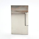 外装美品○Dupont デュポン ライン2 ヴァーティカルライン ストライプ柄 スクエアフォルム ローラー式 喫煙グッズ ガスライター シルバー フランス製 メ...
