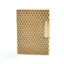 外装美品○Dupont デュポン ライン1 ショート ダイヤモンド柄 スクエアフォルム ローラー式 喫煙グッズ ガスライター ゴールド フランス製 メンズ レデ...