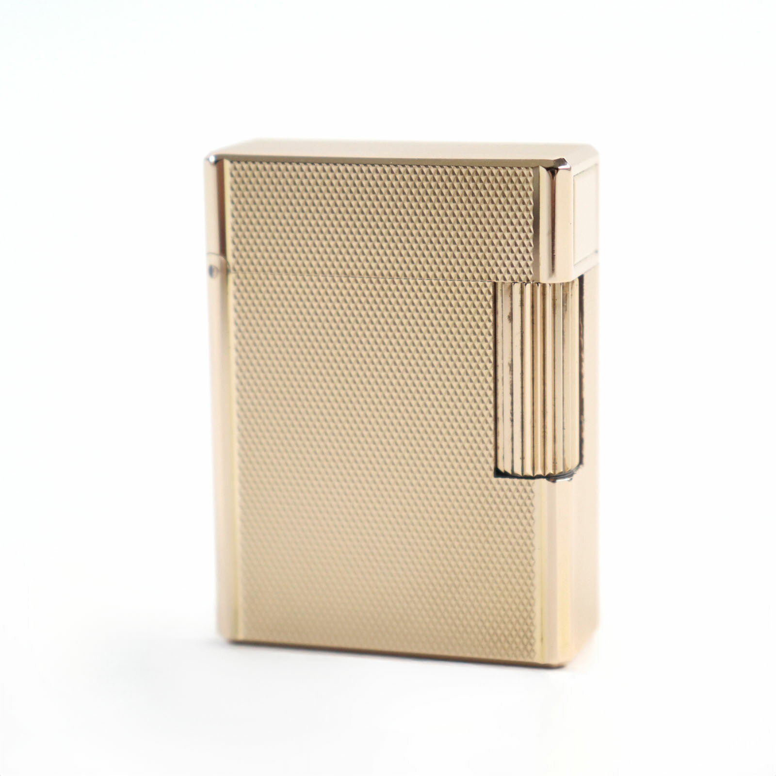 外装極美品○Dupont デュポン ライン1 ショート ダイヤモンド柄 スクエアフォルム ローラー式 喫煙グッズ ガスライター ゴールド フランス製 メンズ レ...