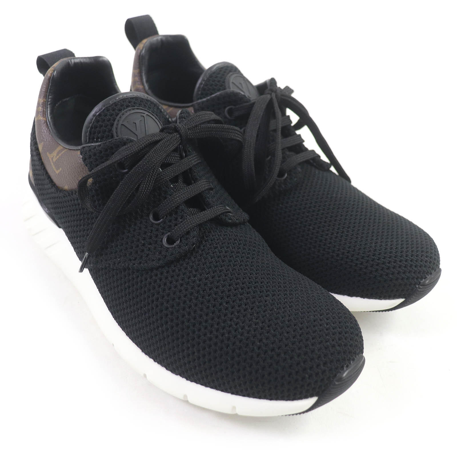 極美品□LOUIS VUITTON ルイヴィトン ファストレーン・ライン LVロゴ モノグラム レザー ローカットスニーカー ブラック ブラウン 6 イタリア製 メンズ【中古】