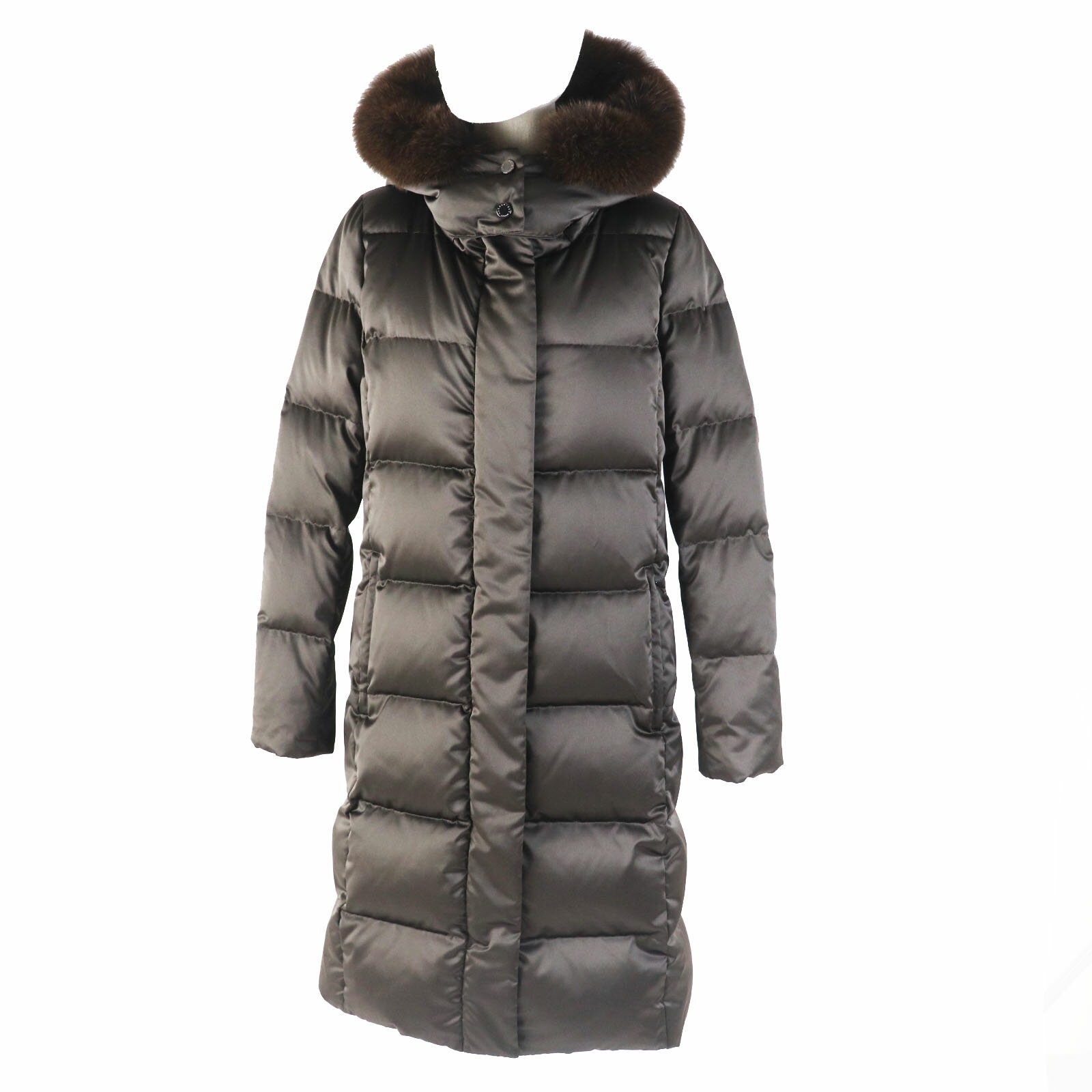 極美品◎Mackintosh マッキントッシュ G5F03-837-08 フォックスファー・フード付き ロングダウンコート ダークブラウン 40 正規品 レディース【中古】