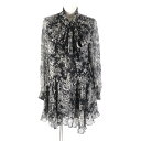 美品★CELINE セリーヌ 24SS 2R13J545V ラヴァリエール ミニドレス シルク100% リボンタイ トリオンフボタン付 花柄 ワンピース ブラッ...
