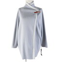 美品◎FOXEY フォクシー 39305 Modern Trad モダントラッド カシミヤ混 レザーベルト付き ロング ラップ ニット カーディガン ブルー F 日本製 正規品 レディース【中古】