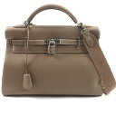 極美品▼HERMES エルメス マキシ ケリー42 エトゥープ シルバー金具 トゴ レザー ショルダーバッグ W刻印 箱・保存袋付き フランス製 メンズ【中古】