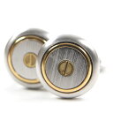 極美品▼Dunhill ダンヒル dロゴ カフスボタン カフリンクス カフス シルバー ゴールド ケース付き メンズ ビジネス◎【中古】