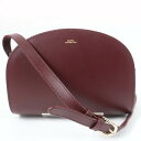 極美品☆A.P.C. アーペーセー Mini Demi-Lune bag ハーフムーンバッグ 半月型 レザーショルダーバッグ ボルドー 保存袋付き レディース【...