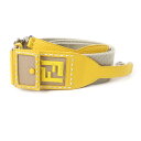 美品★FENDI フェンディ ピーカブー FF刺繍入り キャンバス レザー ショルダーストラップ ベージュ イエロー 保存袋付き イタリア製 レディース【中古】