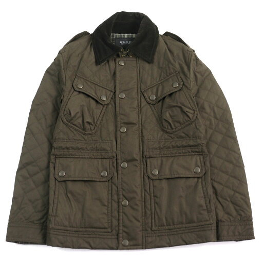 極美品○BURBERRY BLACK LABEL バーバリーブラックレーベル D1F19-419-78 コットン100% ロゴボタン 裏地チェック柄 キルティング 中綿入り ブルゾン ジャケット ブラウン M 正規品 メンズ【中古】