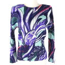 極美品△PLEATS PLEASE プリーツプリーズ イッセイミヤケ 24SS PP41JK692 TARDIVO タルティーボー ポリエステル 総柄デザイン クルーネック 長袖 カットソー トップス ブルー系 マルチカラー 3 日本製 正規品 レディース オススメ◎【中古】(4)