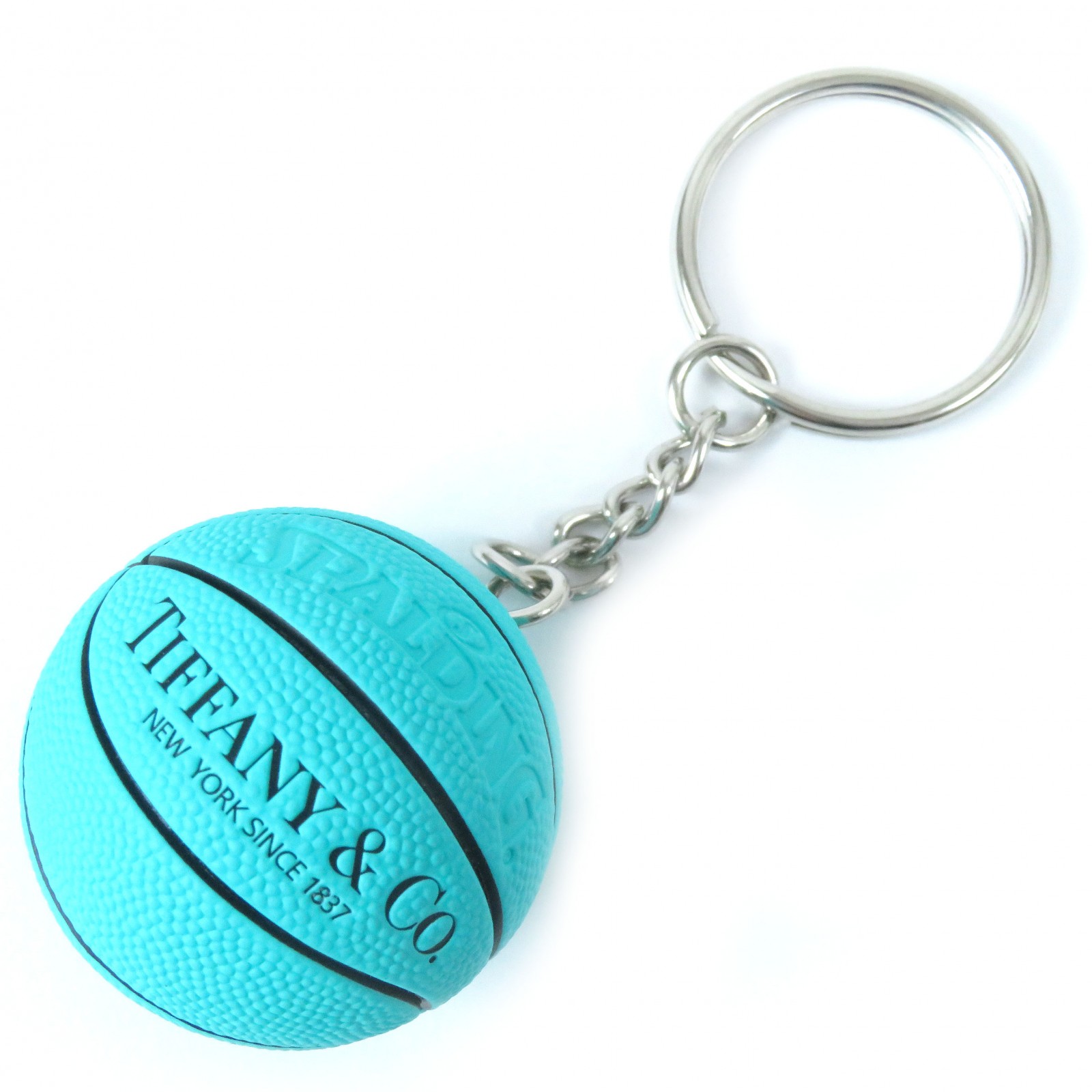 未使用品△TIFFANY&Co. ティファニー SPALDING スポルディング バスケットボール 携帯ストラップ キーホルダー ティファニーブルー シルバー レディース 大人気 オススメ◎【中古】