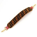 美品☆FENDI フェンディ ミニ ストラップユー ベロア FFロゴ・ズッカ柄 レザー使い ショルダーストラップ ブラウン系 レッド イタリア製 レディース【中...