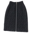 未使用品◎HERMES エルメス 3H2300D2 カシミヤ混 シルバー金具 リバーシブル バイアスH柄/無地 フロントZIP ニットスカート ブラック グレー...