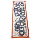 極美品◎HERMES エルメス 23AW レクタングル アンプリムール・フルー カシミヤ シルク エトゥープ/オレンジ/インディゴ ストール フランス製 メンズ...