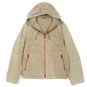 美品▼HERMES エルメス 希少 reindeer skin トナカイ革 ジップアップ フーディ パーカー ジャケット ベージュ オレンジ 44 フランス製 ...