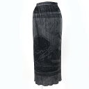 極美品☆PLEATS PLEASE プリーツプリーズ イッセイミヤケ PP63-JG713 90年代 初期コレクション 浮世絵プリント ロングスカート グレー ...