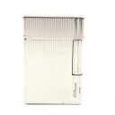 良品▼Dupont デュポン ギャッツビー スクエア ストライプ柄 ロゴ刻印入り ローラー式 ガスライター シルバー フランス製 メンズ 着火確認済み【中古】