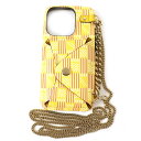極美品△MOREAU PARIS モローパリ ORIGAMI CHAIN チェーン スマホケース iPhoneケース イエロー系 保存袋付き イタリア製 レディ...