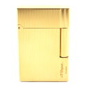 美品▼Dupont デュポン ギャッツビー スクエア ストライプ柄 ロゴ刻印入り ローラー式 ガスライター ゴールド ケース付き フランス製 メンズ 着火確認済...
