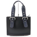 極美品△Vivienne Westwood ヴィヴィアンウエストウッド ACCESSORIES オーブ・ロゴ型押し スクエア レザー ハンドバッグ ブラック ネ...