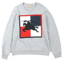 美品▼BURBERRY バーバリー 8004090 コットン100% クルーネック エンブレム刺繍 プルオーバー ロングスリーブ スウェット グレー L 正規品 メンズ【中古】(4)