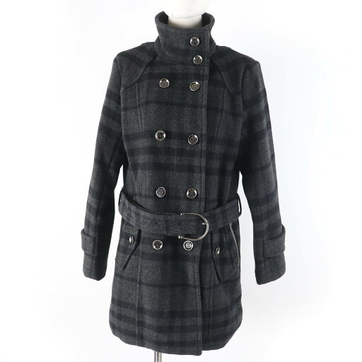 美品☆BURBERRY LONDON バーバリーロンドン ウール カシミヤ混 チェック柄 ベルト付 チェスターコート ダークグレー 40 正規品 レディース【中古】 美品☆BURBERRY LONDON バーバリーロンドン ウール カシミヤ混 チェック柄 ベルト付 チェスターコート ダークグレー 40 正規品 レディース【中古】