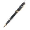 美品□MONTBLANC モンブラン プレシャスレジン ペン先14K Mニブ マイスターシュテュック クラシック キャップ式 万年筆 ブラック ゴールド ケース...