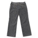 美品☆LOUIS VUITTON ルイヴィトン コットン100% モノグラム ロゴボタン付 デニムパンツ インディゴブラック 38 イタリア製 正規品 レディース【中古】(4)
