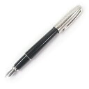 良品□Dupont デュポン フィデリオ ペン先14K Fニブ キャップ式 万年筆 ペン ステーショナリー ブラック シルバー フランス製 メンズ【中古】