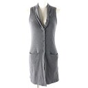 美品△Brunello Cucinelli ブルネロクチネリ コットン シルクチュールカラー 切替デザイン ノースリーブカットソー ロングジレ ベスト グレー S イタリア製 正規品 レディース【中古】