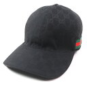 極美品▼GUCCI グッチ 200035 ウェブライン シェリーライン ポリエステル コットン GGキャンバス レザー使い キャップ ブラック M 58cm イタリア製 正規品 メンズ【中古】