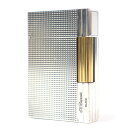 美品□Dupont デュポン ギャッツビー ダイヤモンドヘッド スクエア型 喫煙具 ガスライター シルバー ゴールド フランス製 メンズ 着火確認済み【中古】
