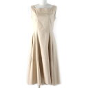 極美品△FOXEY NEW YORK フォクシー ニューヨーク 2022年製 42639 Fresca Dress フレスカドレス コットン ノースリーブ ロング ワンピース ベージュ 42 正規品 日本製 レディース オススメ◎【中古】