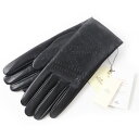 未使用品◎HERMES エルメス ラムレザー シルク ステッチデザイン グローブ/手袋 NOIR ブラック 7.5 箱付き フランス製 正規品 レディース【中古...