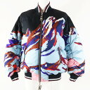 未使用品◎Emilio Pucci エミリオプッチ リバーシブル ボンバー ダウンジャケット 総柄 ライトブルー マルチ/ピンク 38 イタリア製 正規品 レディース【中古】