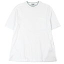 極美品□HERMES エルメス 23AW Hロゴエンブロイダリー サドルステッチ 半袖 ポケットTシャツ カットソー ホワイト M イタリア製 正規品 メンズ【...