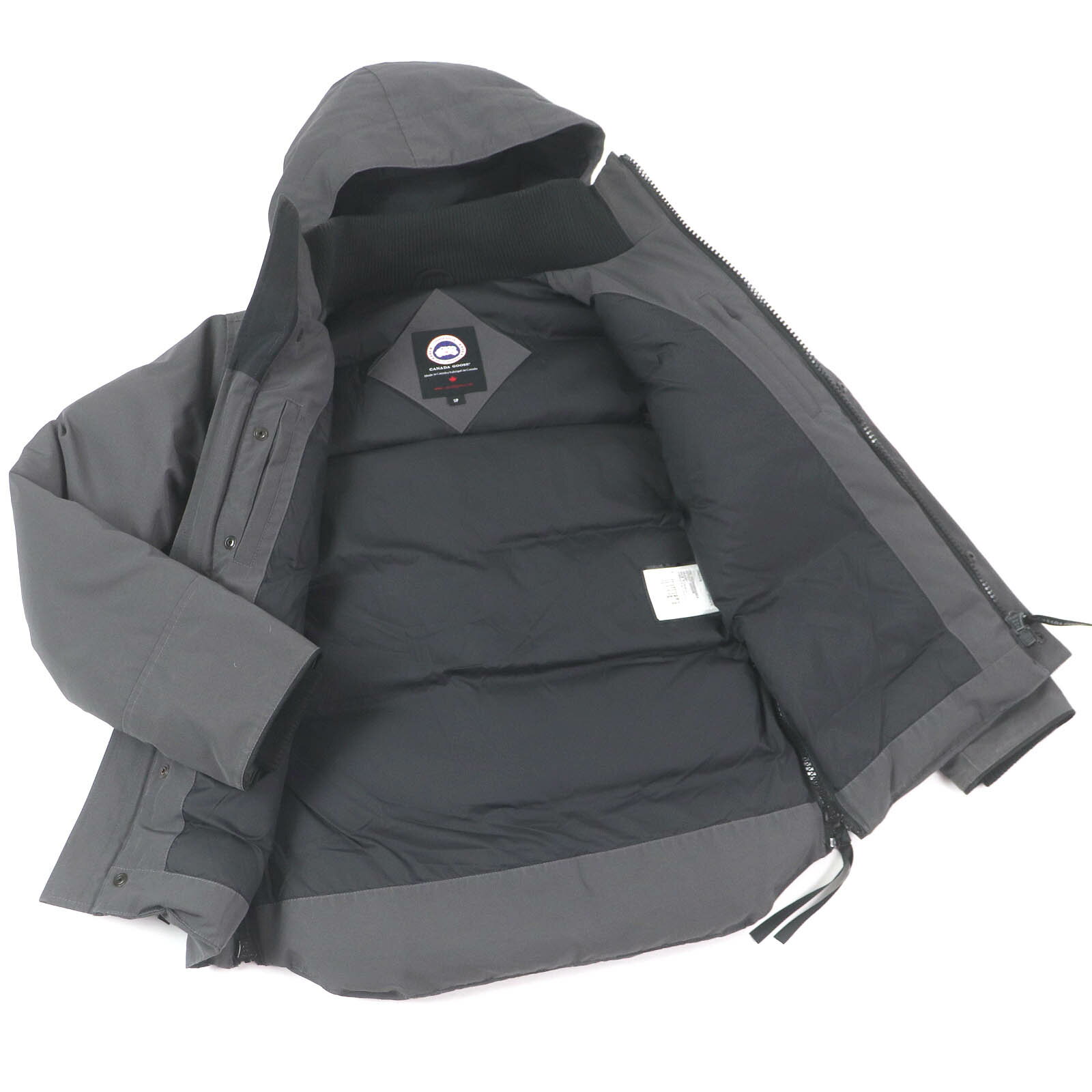 良品□CANADA GOOSE カナダグース 4550M MAITLAND フーデッド ロゴワッペン ダウンジャケット グラファイト S カナダ製 正規品 メンズ【中古】