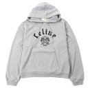 未使用品▼CELINE セリーヌ RY08M670Q コットン100% ゴシック プリント刺繍 ルーズフーディ プルオーバー パーカー グレー L イタリア製 ...