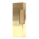 極美品□Dunhill ダンヒル ストライプ柄 スクエア型 ローラー式 喫煙具 ガスライター ゴールド スイス製 メンズ レディース 着火確認済み【中古】