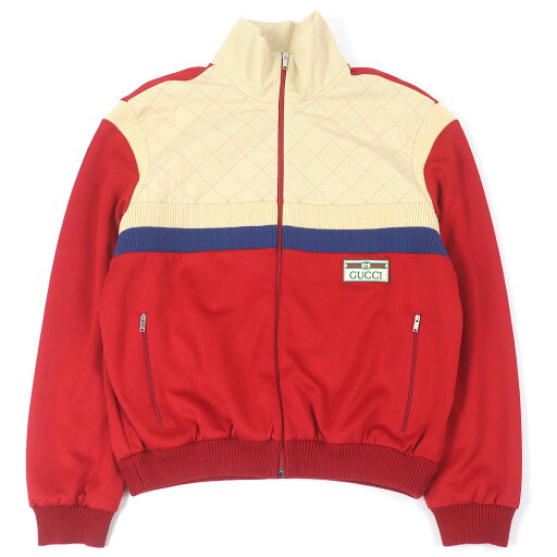 美品□GUCCI グッチ 625287 ロゴワッペン ラインデザイン トラックジャケット ジャージ レッド アイボリー M イタリア製 正規品 メンズ【中古】 美品□GUCCI グッチ 625287 ロゴワッペン ラインデザイン トラックジャケット ジャージ レッド アイボリー M イタリア製 正規品 メンズ【中古】