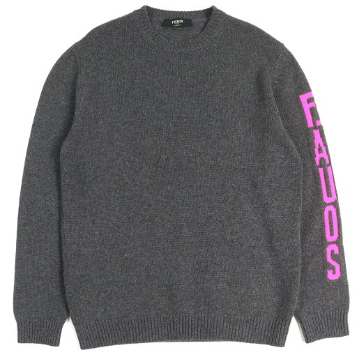 美品△FENDI フェンディ 23SS FZZ469 カシミヤ100% アームロゴ クルーネック 長袖 ニット セーター チャコールグレー ピンク 52 イタリア製 正規品 メンズ【中古】 美品△FENDI フェンディ 23SS FZZ469 カシミヤ100% アームロゴ クルーネック 長袖 ニット セーター チャコールグレー ピンク 52 イタリア製 正規品 メンズ【中古】