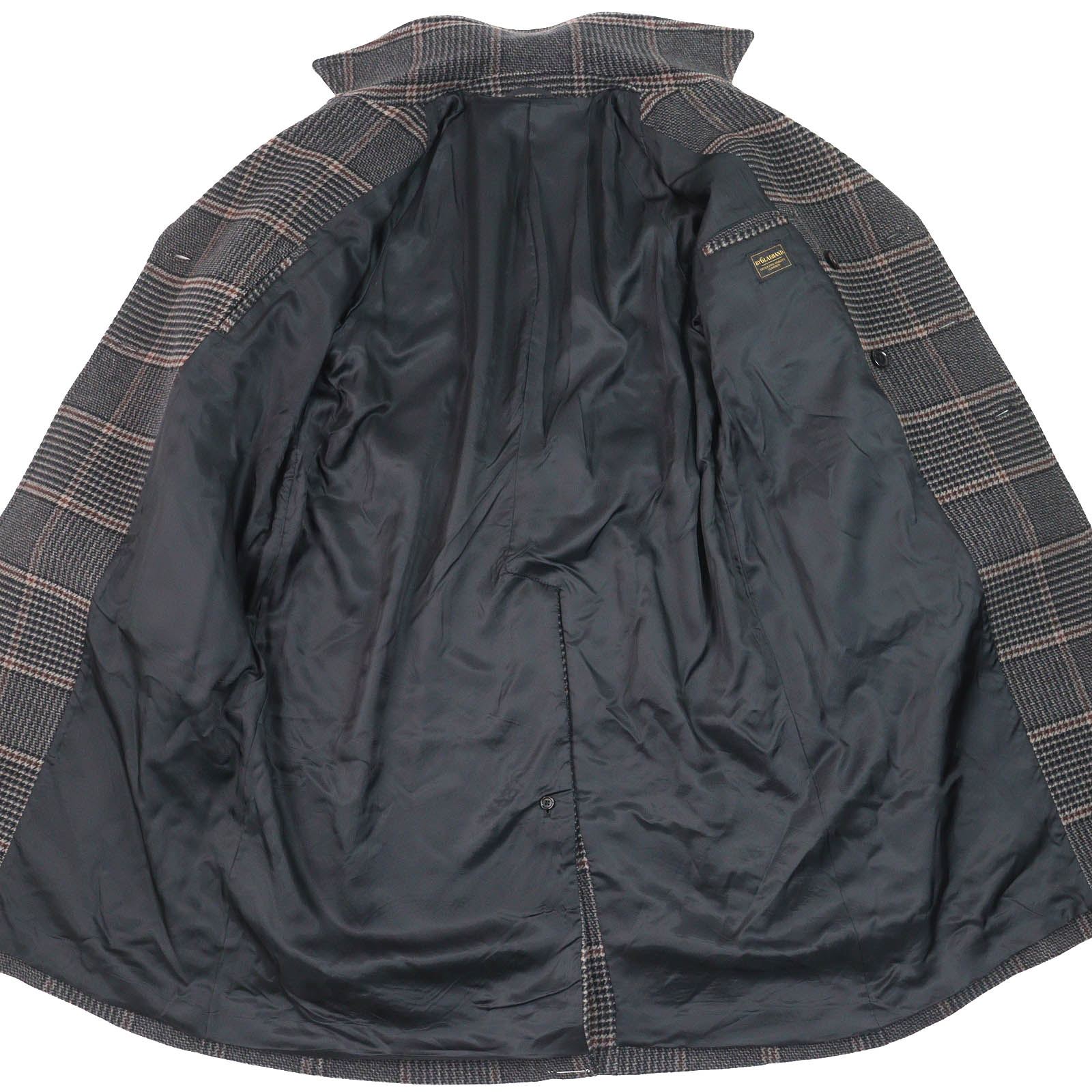 極美品△BY GLAD HAND バイ グラッドハンド 22AW BYGH-22-AW-04 COLLEGIATE COAT ウール グレンチェック柄 ダブルブレスト ロング コート ブラック ブラウン ベージュ系 M 日本製 正規品 メンズ【中古】