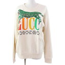 美品◎GUCCI グッチ 469250 コットン ナイロン スパンコール タイガー ロゴプリント スウェット アイボリー マルチ XS イタリア製 正規品 レデ...