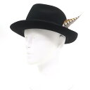 極美品☆RALPH LAURENPURPLE LABEL ラルフローレンパープルレーベル FEDORA WITH SIBGLE FEATHER PHILIP T...