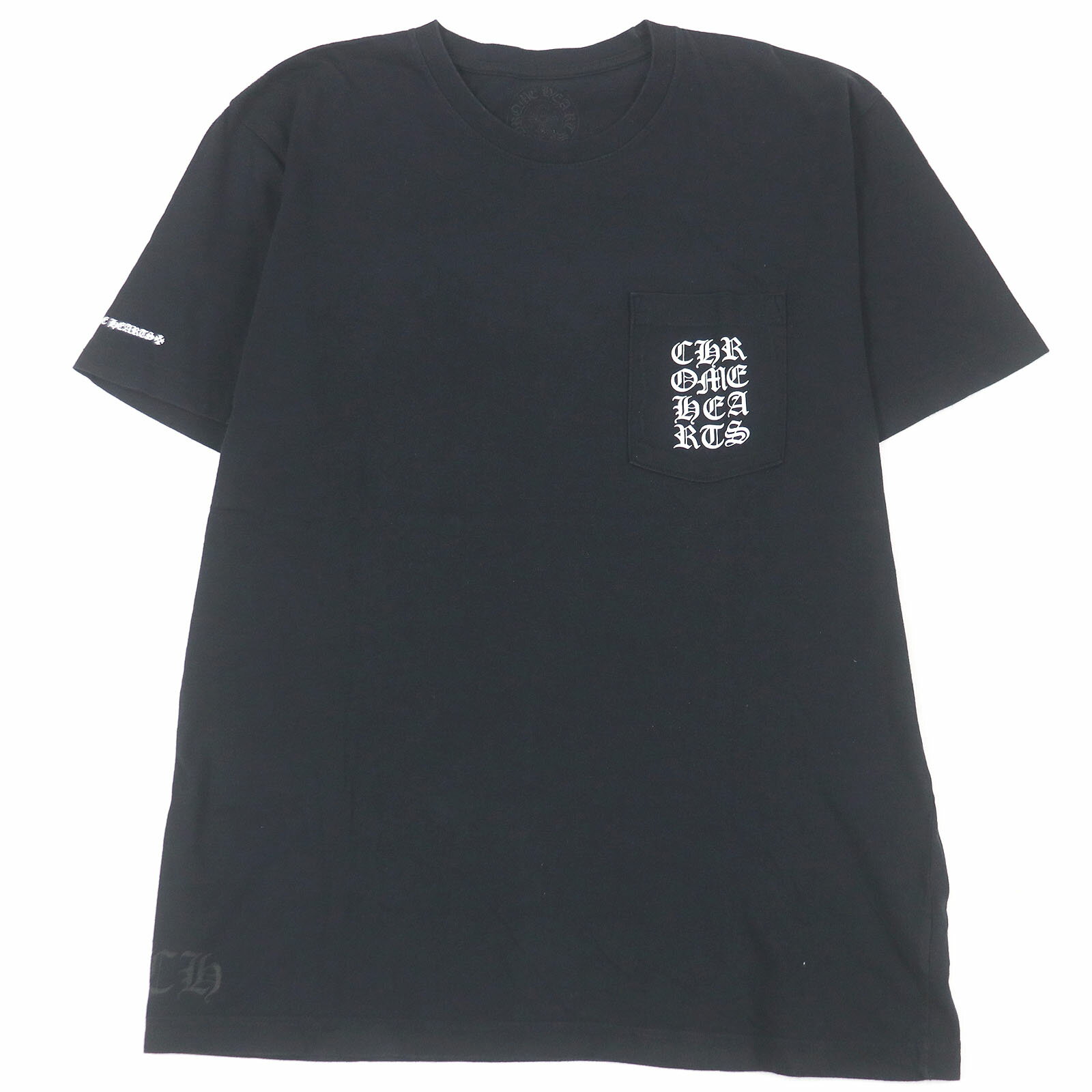 美品□CHROME HEARTS クロムハーツ コットン100％ レターブロックドCH 半袖 ポケットTシャツ カットソー..